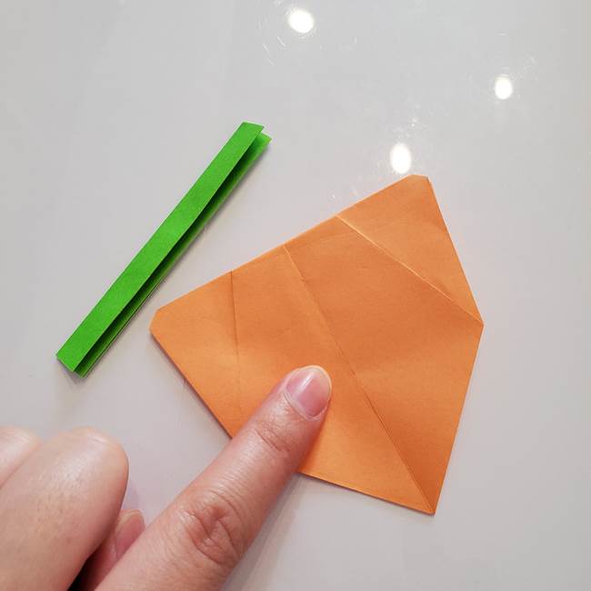 ほおずきの折り紙(平面) 簡単な折り方作り方②茎(5)