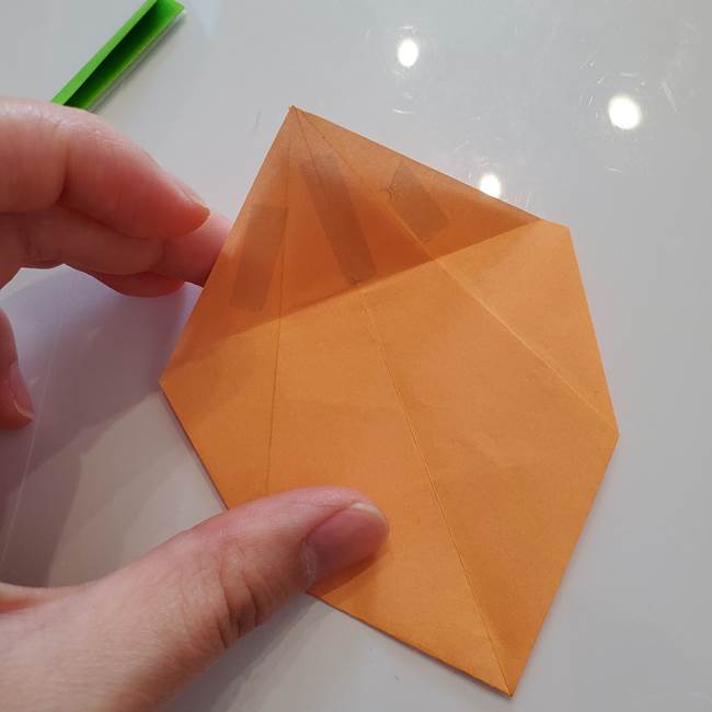 ほおずきの折り紙(平面) 簡単な折り方作り方②茎(6)