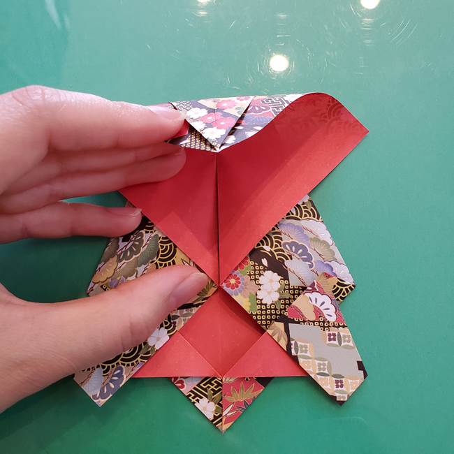 折り紙 縁起物の亀(立体)の折り方作り方(14)