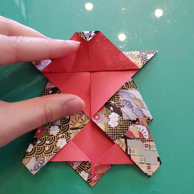 折り紙 縁起物の亀(立体)の折り方作り方(17)