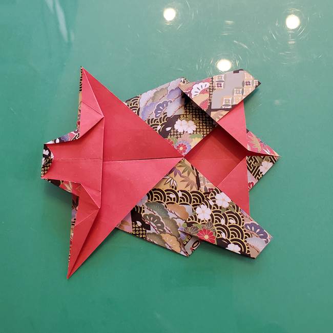 折り紙 縁起物の亀(立体)の折り方作り方(22)