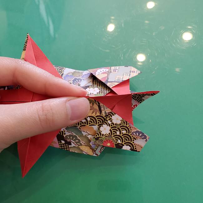 折り紙 縁起物の亀(立体)の折り方作り方(23)