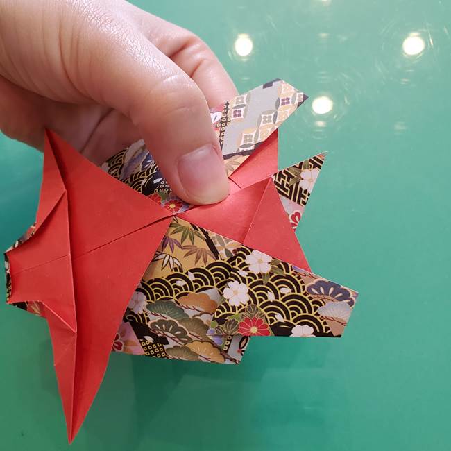 折り紙 縁起物の亀(立体)の折り方作り方(24)