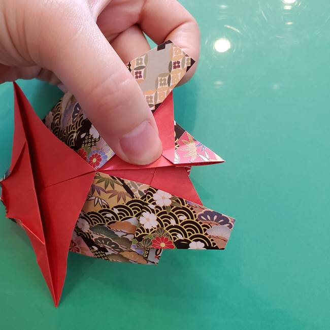 折り紙 縁起物の亀(立体)の折り方作り方(26)