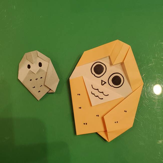 フクロウの折り紙 幼稚園児にも簡単な折り方作り方 敬老に日に子供と手作り 子供と楽しむ折り紙 工作