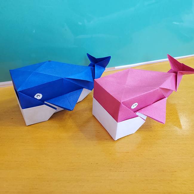 折り紙のクジラは箱みたいでかわいい 立体的で自立する折り方作り方を紹介 子供と楽しむ折り紙 工作