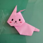 うさぎの折り紙を簡単に幼稚園年長が作れた♪全身平面の折り方作り方