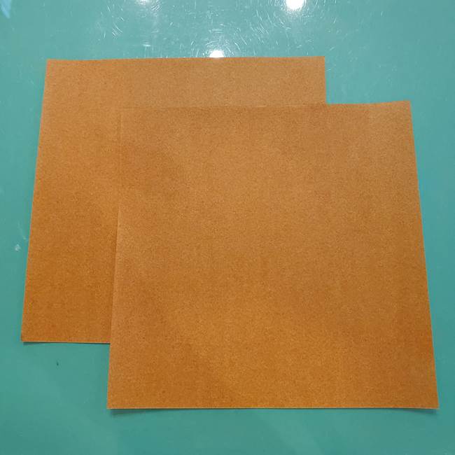 お月見たぬきの折り紙リースの作り方②たぬき(1)