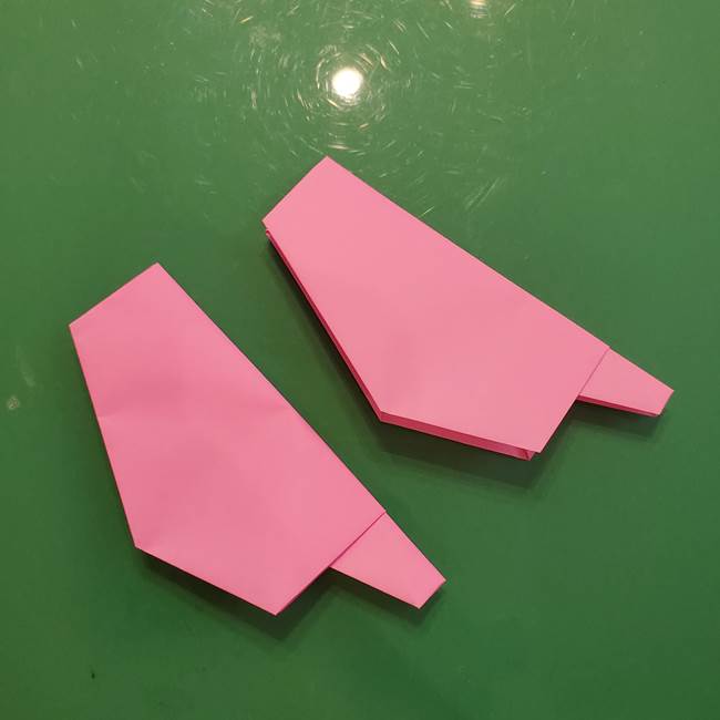 お月見の折り紙「うさぎの餅つき」簡単なリースの折り方作り方②うさぎ(3-2)