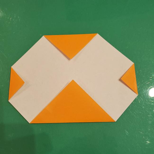 かぼちゃの折り紙 簡単に3歳児も折れる折り方作り方①折り方(4)