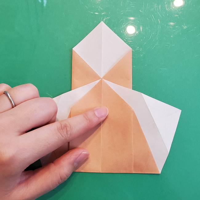たぬきの折り紙の簡単な折り方作り方(体と顔)①(13)