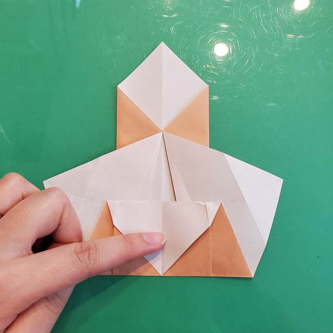 たぬきの折り紙の簡単な折り方作り方(体と顔)①(14)