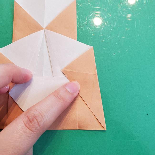 たぬきの折り紙の簡単な折り方作り方(体と顔)①(15)