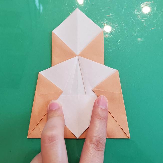 たぬきの折り紙の簡単な折り方作り方(体と顔)①(16)