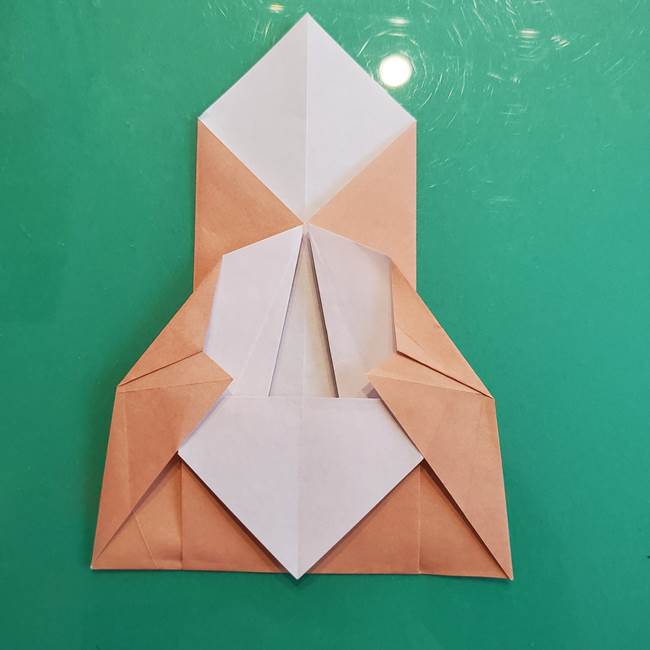 たぬきの折り紙の簡単な折り方作り方(体と顔)①(18)