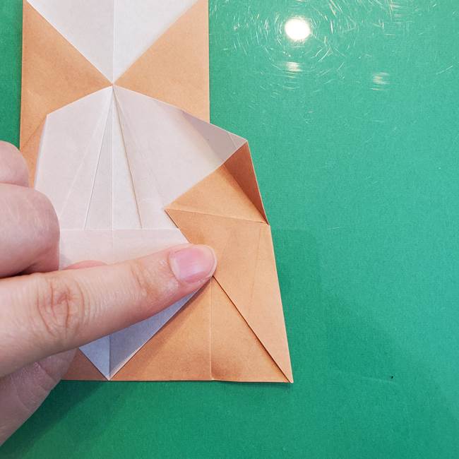 たぬきの折り紙の簡単な折り方作り方(体と顔)①(19)