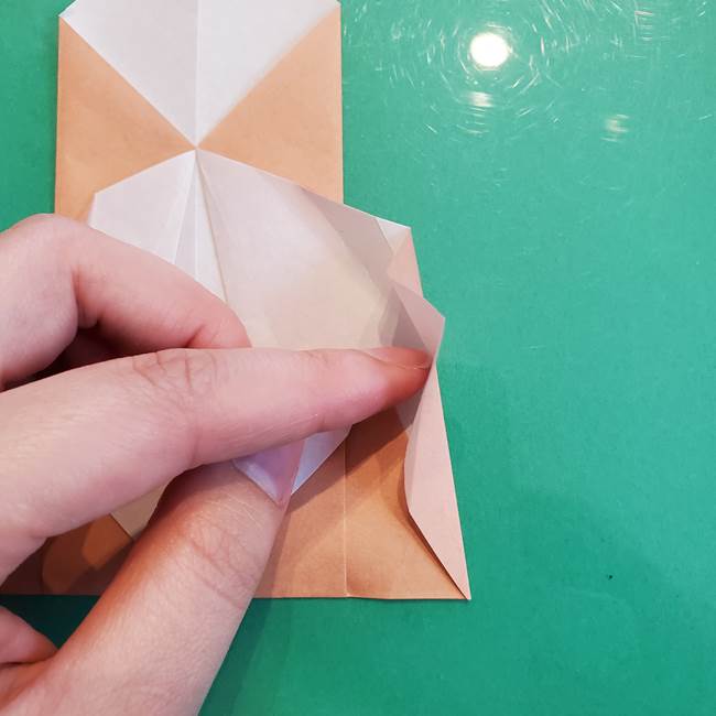 たぬきの折り紙の簡単な折り方作り方(体と顔)①(20)