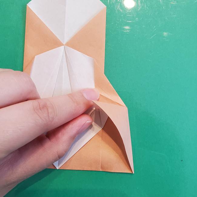 たぬきの折り紙の簡単な折り方作り方(体と顔)①(21)