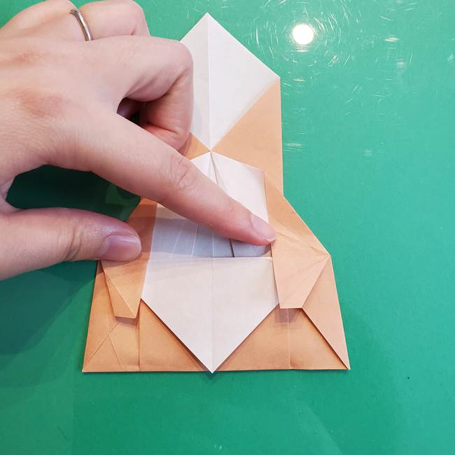 たぬきの折り紙の簡単な折り方作り方(体と顔)①(24)