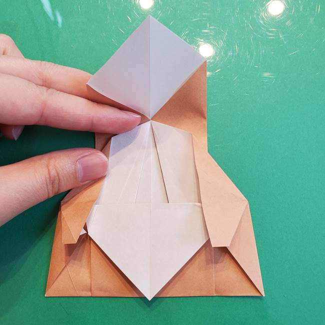 たぬきの折り紙の簡単な折り方作り方(体と顔)①(25)