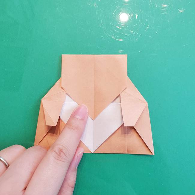 たぬきの折り紙の簡単な折り方作り方(体と顔)①(26)