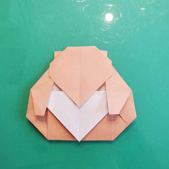たぬきの折り紙の簡単な折り方作り方(体と顔)①(31)