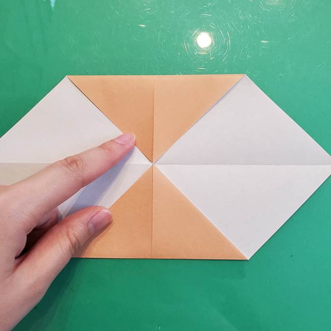 たぬきの折り紙の簡単な折り方作り方(体と顔)①(5)