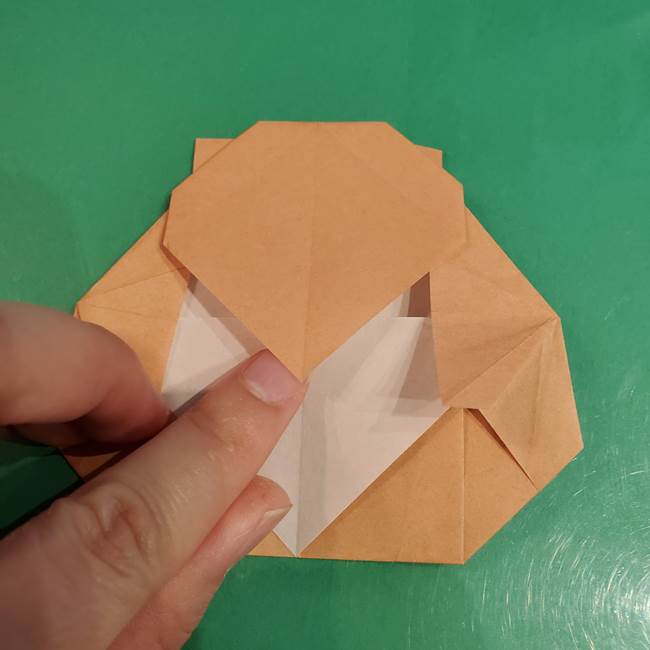たぬきの折り紙の簡単な折り方作り方(体と顔)②(2)