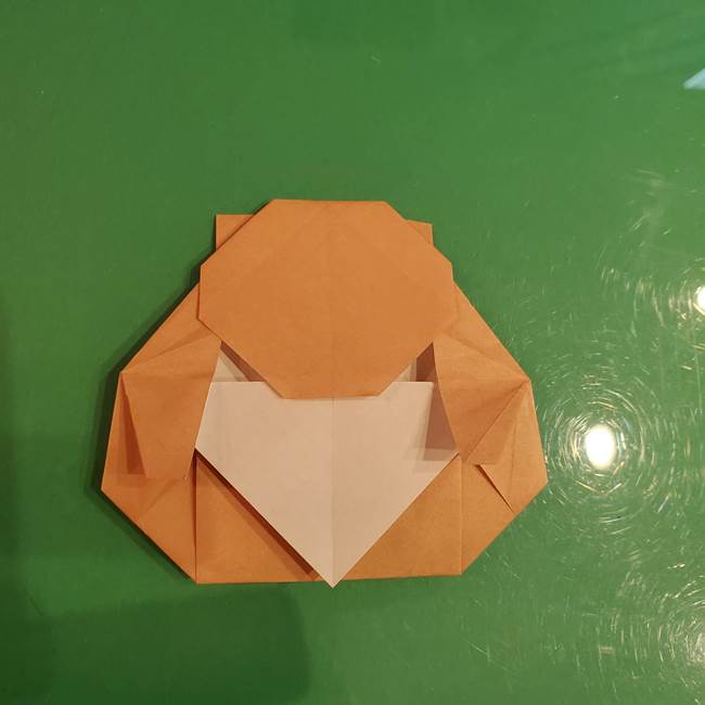 たぬきの折り紙の簡単な折り方作り方(体と顔)②(3)