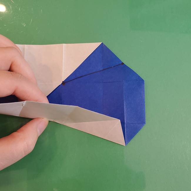 折り紙の箱クジラ(立体)折り方作り方(34)
