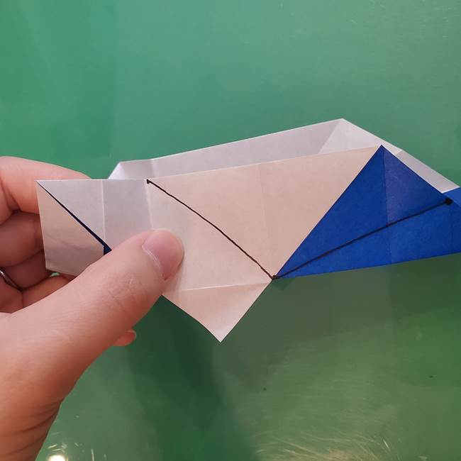 折り紙の箱クジラ(立体)折り方作り方(46)
