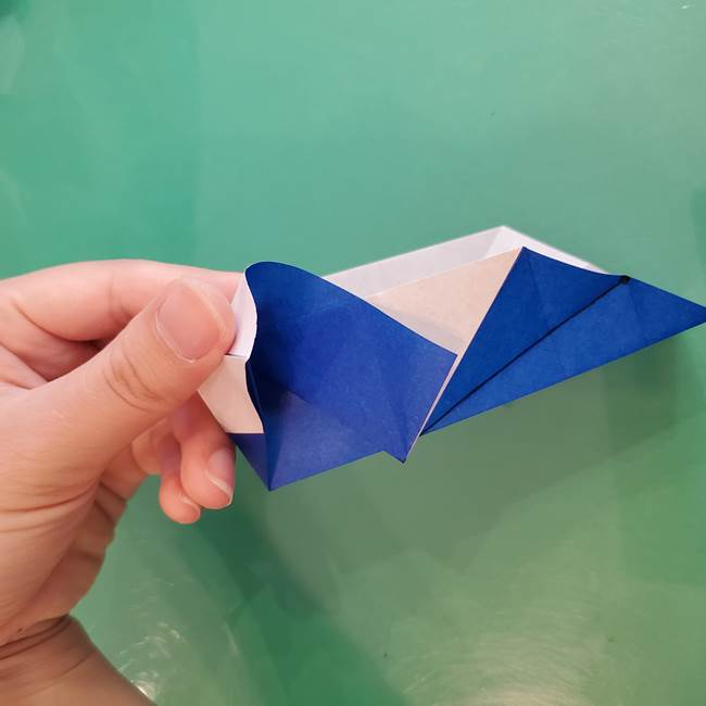 折り紙の箱クジラ(立体)折り方作り方(48)