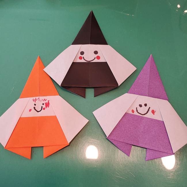 魔女の折り紙 幼児でも簡単 かわいいハロウィンの飾りは4歳児から作れる 子供と楽しむ折り紙 工作