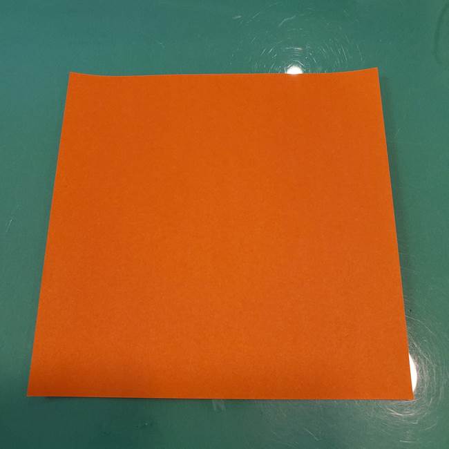 かぼちゃの折り紙 立体で難しいジャックオーランタンの折り方作り方①折り筋(1)