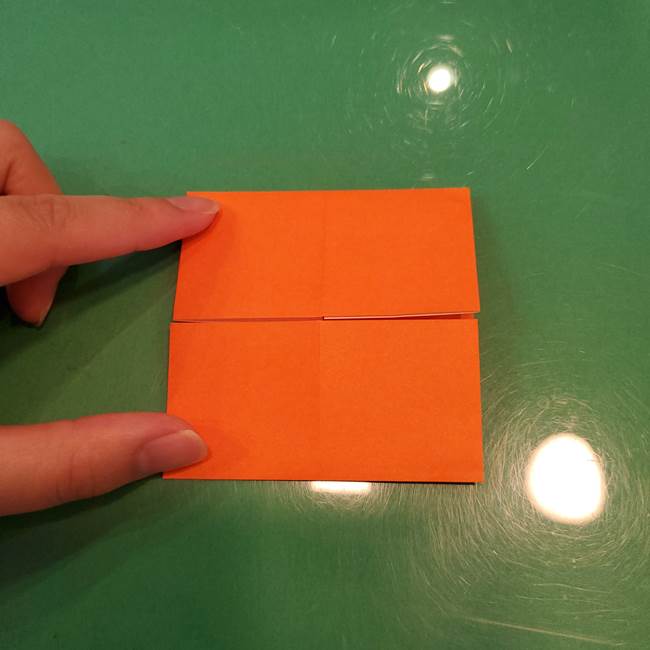かぼちゃの折り紙 立体で難しいジャックオーランタンの折り方作り方①折り筋(8)