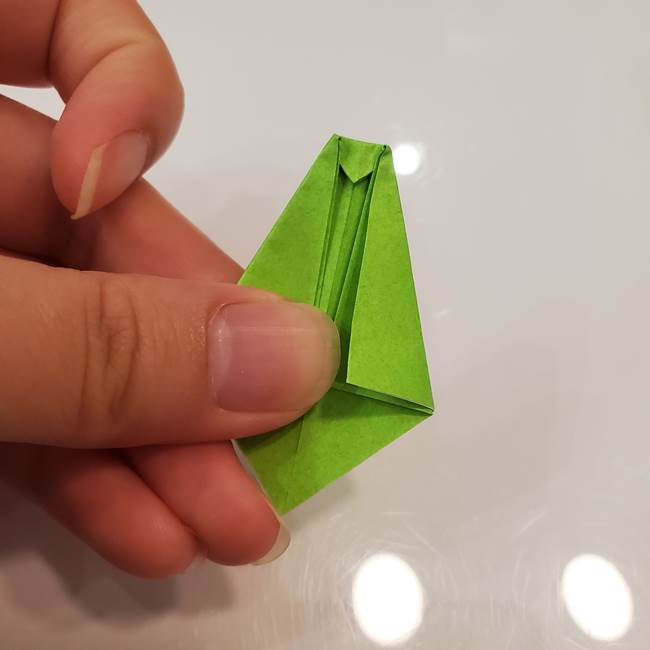 かぼちゃの折り紙 立体で難しいジャックオーランタンの折り方作り方③へた(11)