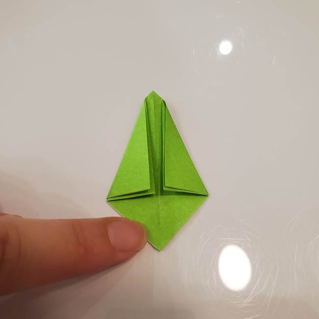 かぼちゃの折り紙 立体で難しいジャックオーランタンの折り方作り方③へた(9)