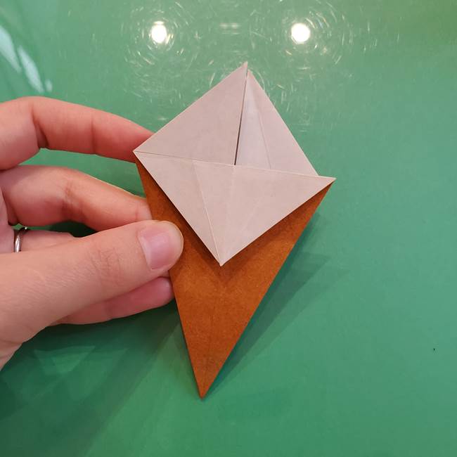 どんぐりの折り紙の折り方作り方(立体)③傘(20)