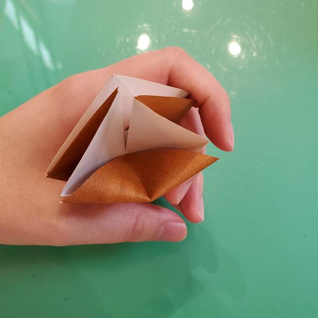 どんぐりの折り紙の折り方作り方(立体)③傘(21)