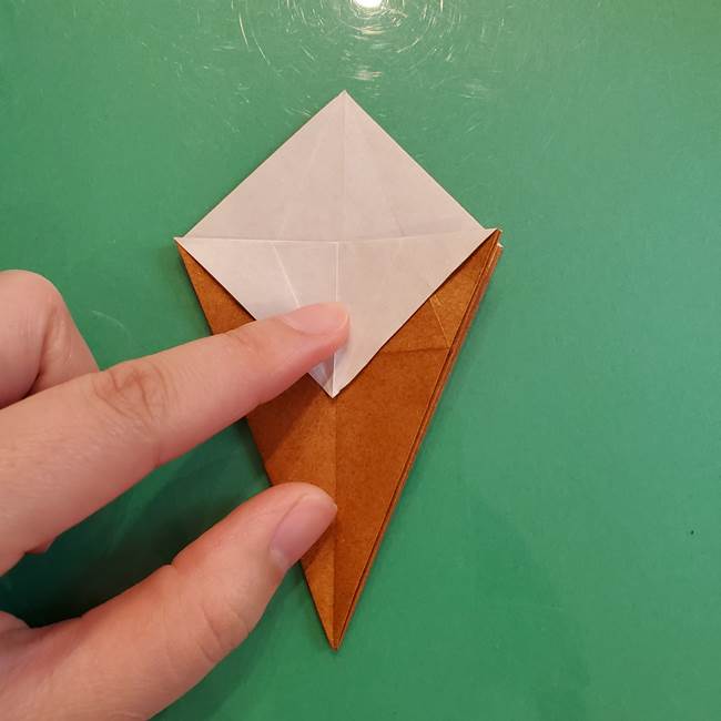 どんぐりの折り紙の折り方作り方(立体)③傘(27)