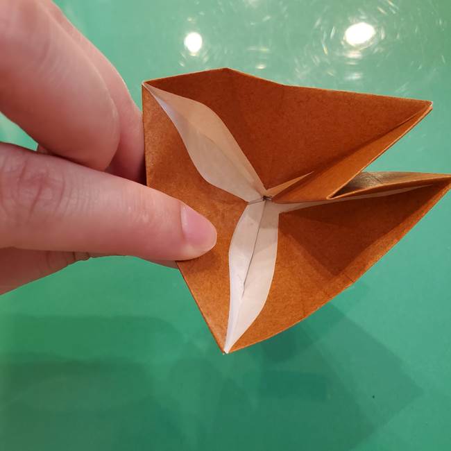 どんぐりの折り紙の折り方作り方(立体)③傘(35)