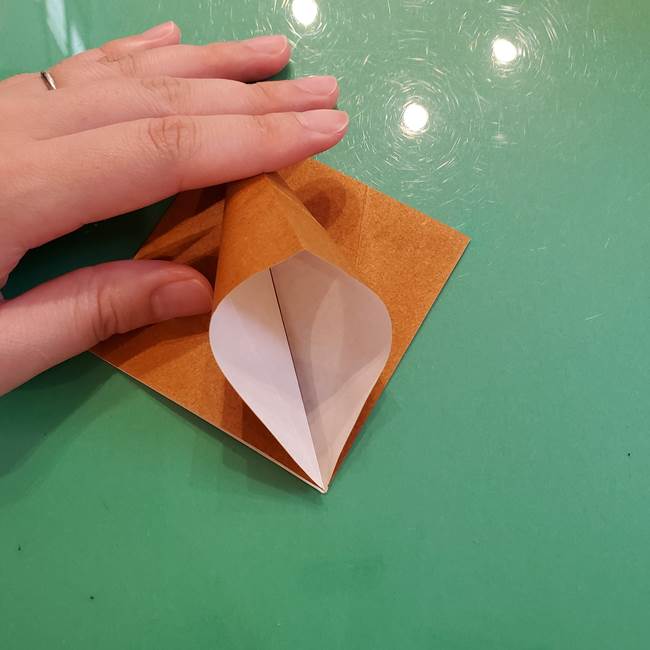 どんぐりの折り紙の折り方作り方(立体)③傘(8)