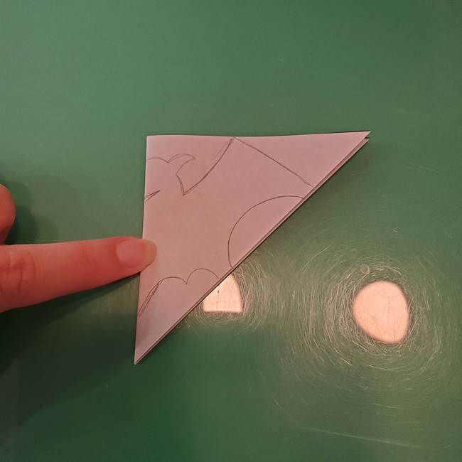 ハロウィンの折り紙 切り絵のコウモリの切り方折り方②切り方(2)