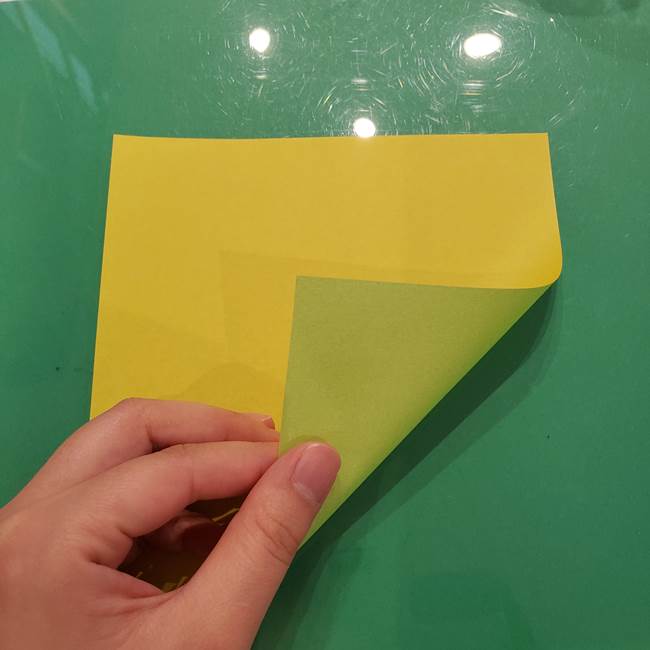 折り紙の梨 立体的でリアルな折り方作り方①前(1)