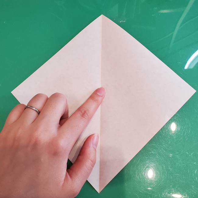 さんかくサンタの折り紙 簡単に3歳児もつくれる折り方作り方(3)