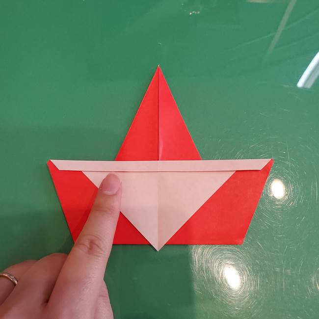 さんかくサンタの折り紙 簡単に3歳児もつくれる折り方作り方(7)