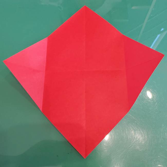 サンタを折り紙一枚でつくる折り図(折り方作り方)①顔(7)