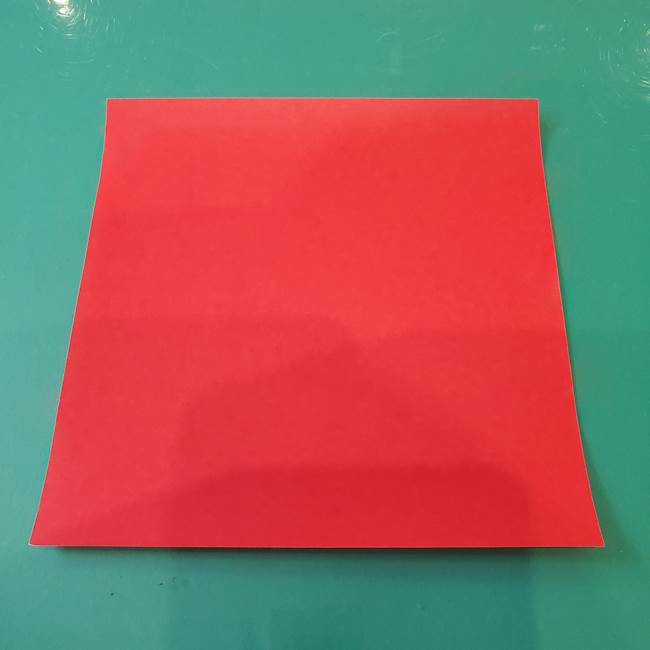 サンタクロース 折り紙2枚で4歳児も簡単な折り方作り方①顔(1)