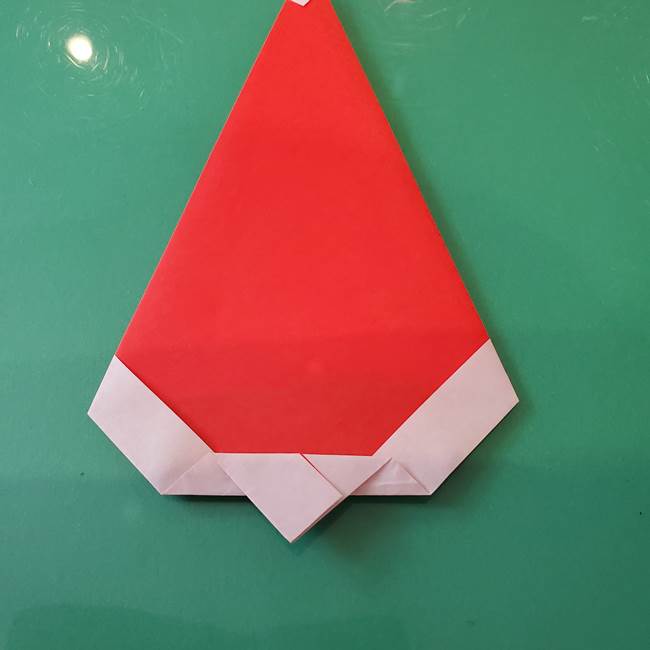 サンタクロース 折り紙2枚で4歳児も簡単な折り方作り方①顔(10)