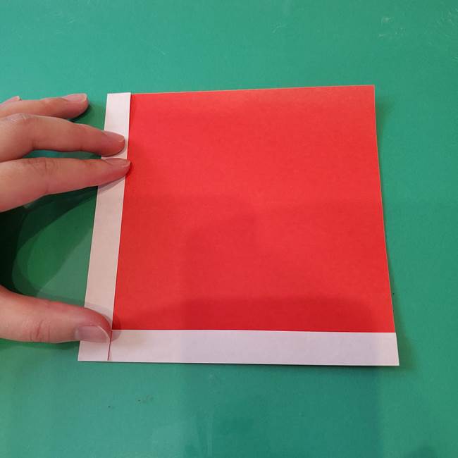 サンタクロース 折り紙2枚で4歳児も簡単な折り方作り方①顔(3)